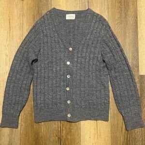 Vtg Lord Jeff Grandpa Cable Knit Cardigan Gray Wintuk Orlon Mens M Mr Rogers USA